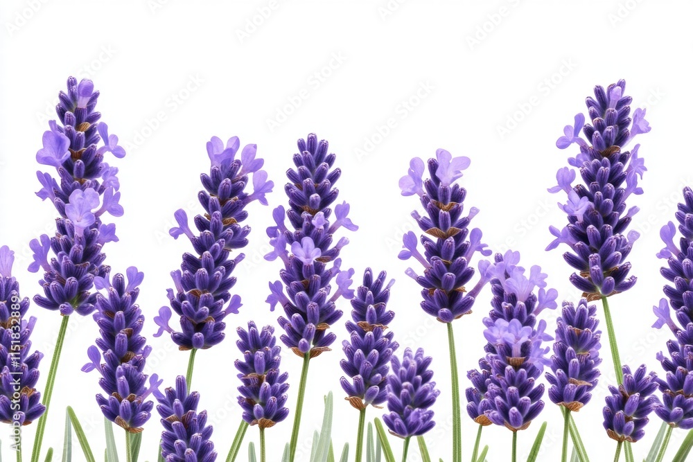 Naklejka premium Lavender Flowers Border on White Background