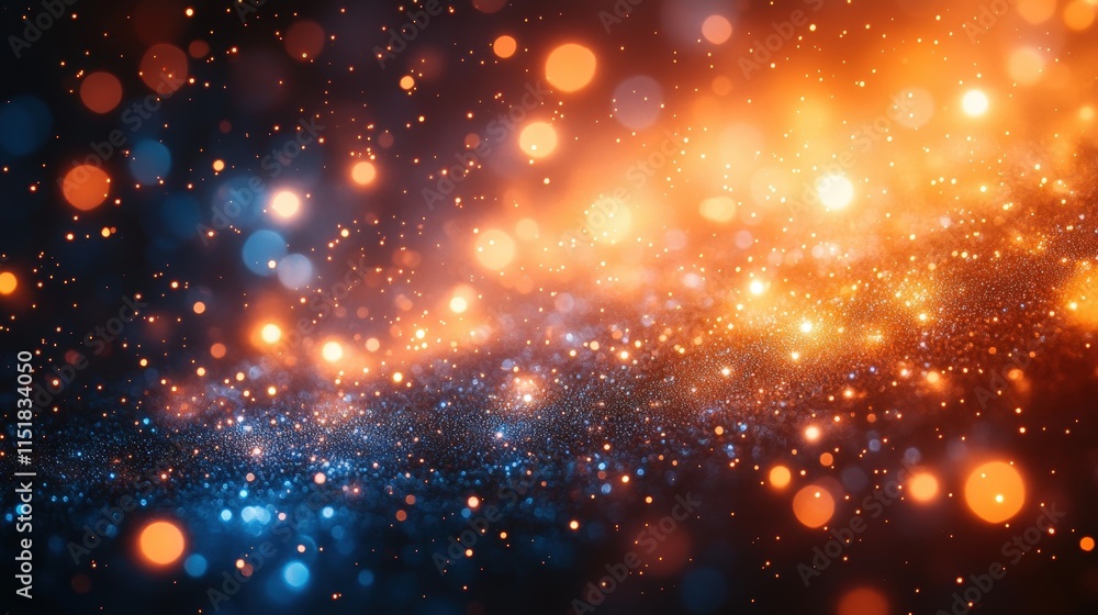 Fototapeta premium Abstract background with blue and orange bokeh lights.