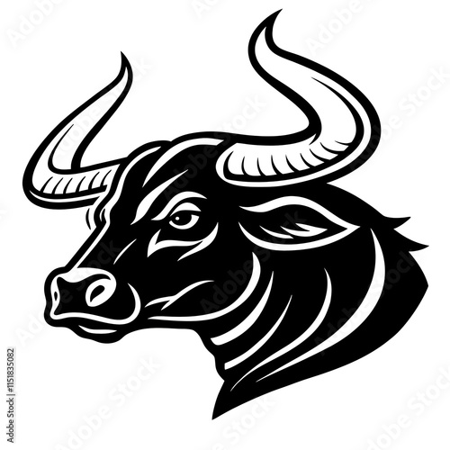 bull head silhouette vector illustration, logo type photo