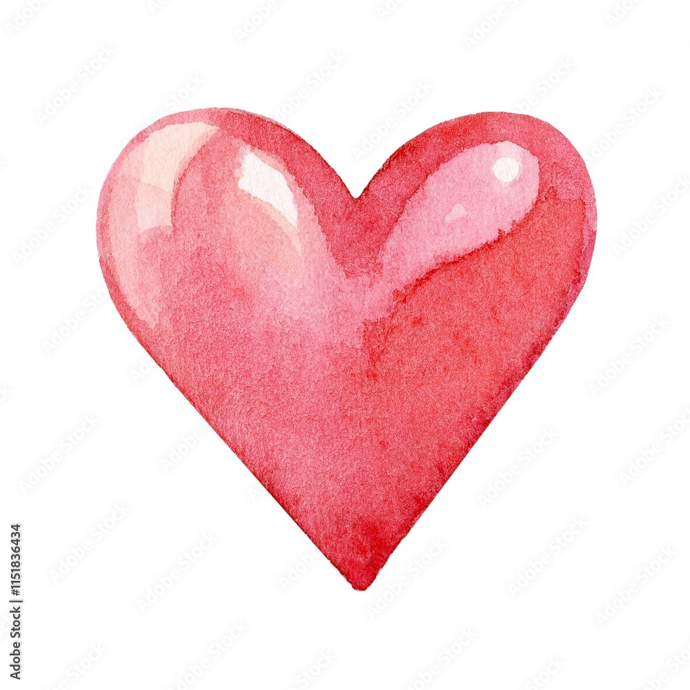Fototapeta premium Heart shape illustration in vibrant red watercolor showcasing creativity and artistic expression
