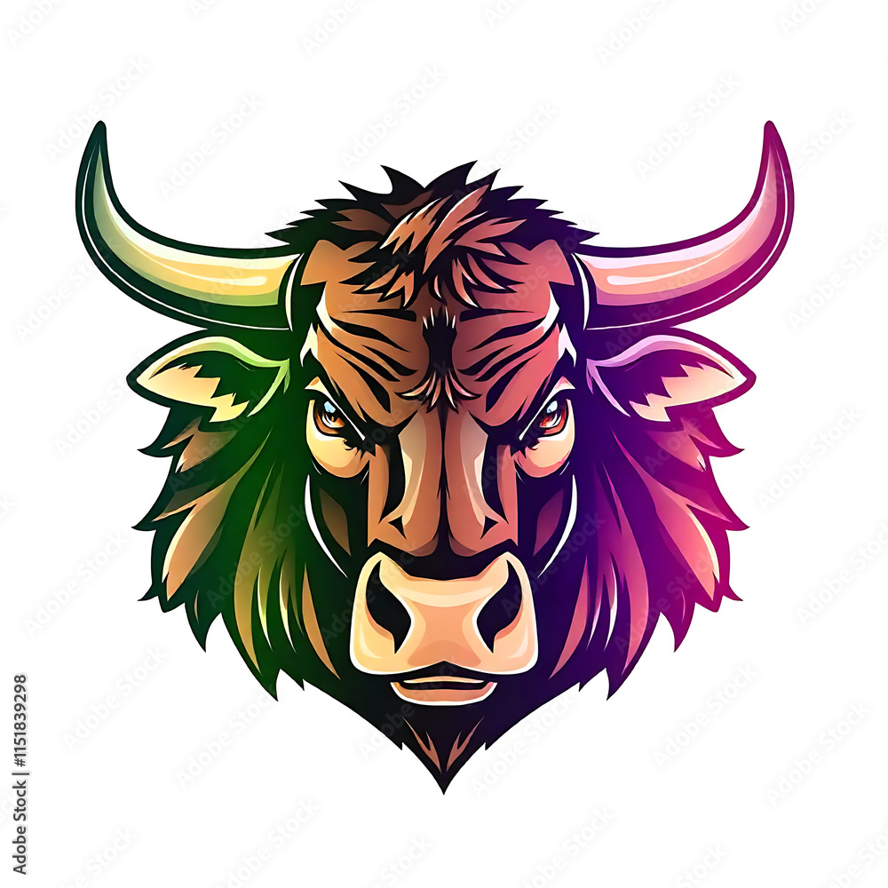 Obraz premium An elegant bull head silhouette icon set against a clean white backdrop
