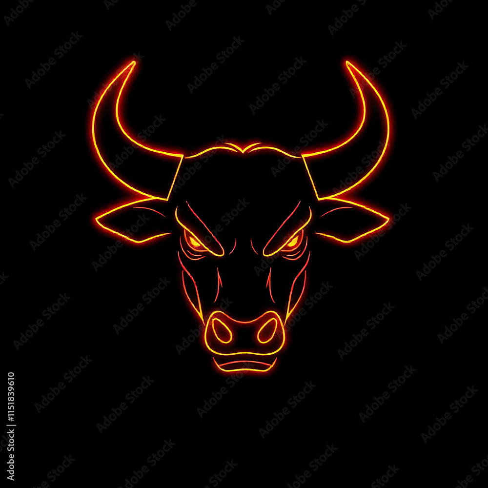 An elegant BULL head silhouette icon set against a clean white backdrop An elegant BULL head silhouette icon set against a clean white backdrop