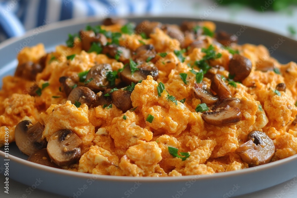 Delicious Scrambled Eggs with Saut�ed Mushrooms Delicious Scrambled Eggs with Saut�ed Mushrooms