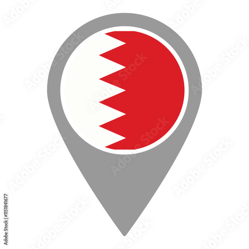 Bahrain flag location pin, flag application, Flag on Location Pin, graphic design, map pointer, vector illustration.