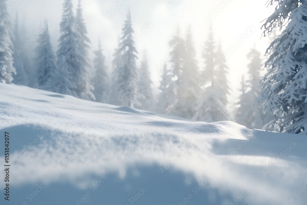 Serene Winter Landscape with Snow-Covered Trees and Soft Light Serene Winter Landscape with Snow-Covered Trees and Soft Light
