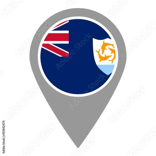 Free Download Anguilla flag location pin, flag application, Flag on Location Pin, graphic design, map pointer, vector illustration. - GFXLoad