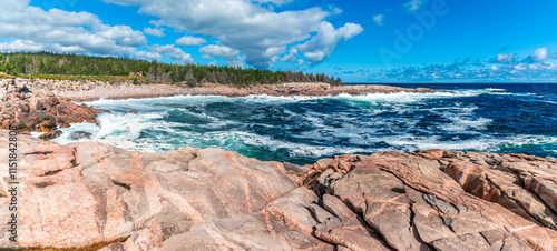 Photography A view across a wave cut platform across a bay at Green cove, Ingonish on the Ca