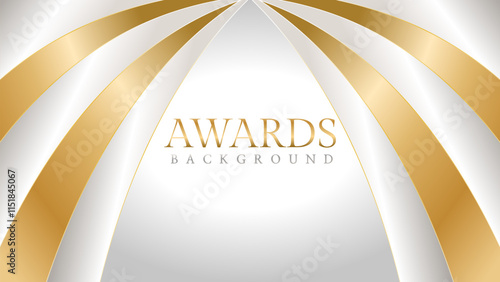 Awards background with gold and silver ribbons, perfect for ceremonies, certificates, presentations, and promotions. Modern and luxurious design exuding prestige and professionalism