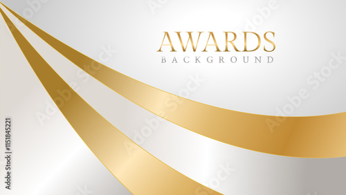 Awards background with gold and silver ribbons, perfect for ceremonies, certificates, presentations, and promotions. Modern and luxurious design exuding prestige and professionalism
