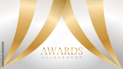 Awards background with gold and silver ribbons, perfect for ceremonies, certificates, presentations, and promotions. Modern and luxurious design exuding prestige and professionalism