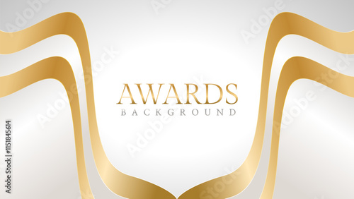 Awards background with gold and silver ribbons, perfect for ceremonies, certificates, presentations, and promotions. Modern and luxurious design exuding prestige and professionalism