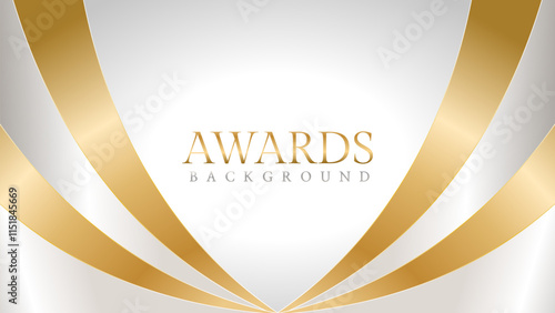 Awards background with gold and silver ribbons, perfect for ceremonies, certificates, presentations, and promotions. Modern and luxurious design exuding prestige and professionalism