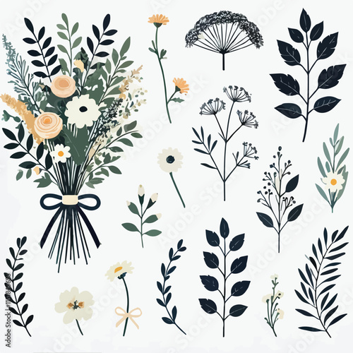 boquet, illustrasion, logo, icon