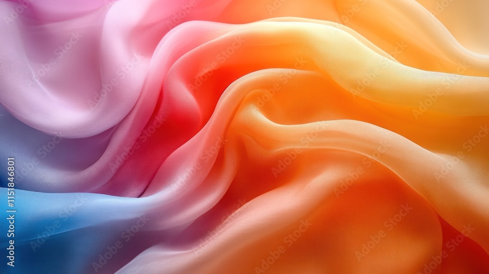 Fototapeta premium Rainbow ombre silk fabric texture background.