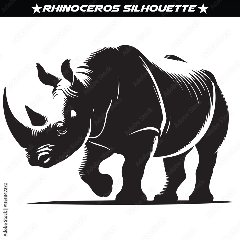 Obraz premium Rhinoceros silhouette, high quality editable vector