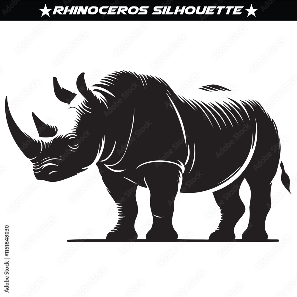 Fototapeta premium Rhinoceros silhouette, high quality editable vector