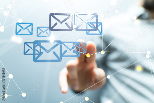 Hand with an email icon 3d