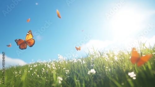 landscape with butterflies photo