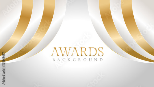 Awards background with gold and silver ribbons, perfect for ceremonies, certificates, presentations, and promotions. Modern and luxurious design exuding prestige and professionalism