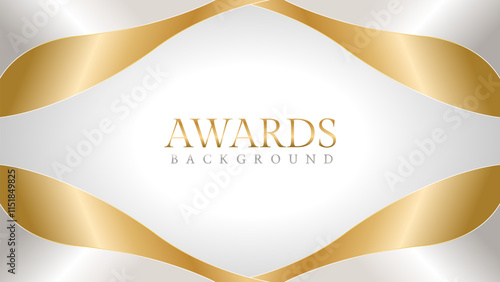 Awards background with gold and silver ribbons, perfect for ceremonies, certificates, presentations, and promotions. Modern and luxurious design exuding prestige and professionalism
