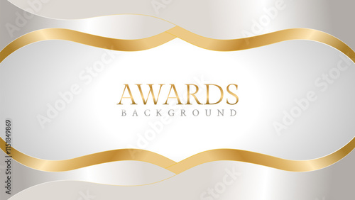 Awards background with gold and silver ribbons, perfect for ceremonies, certificates, presentations, and promotions. Modern and luxurious design exuding prestige and professionalism