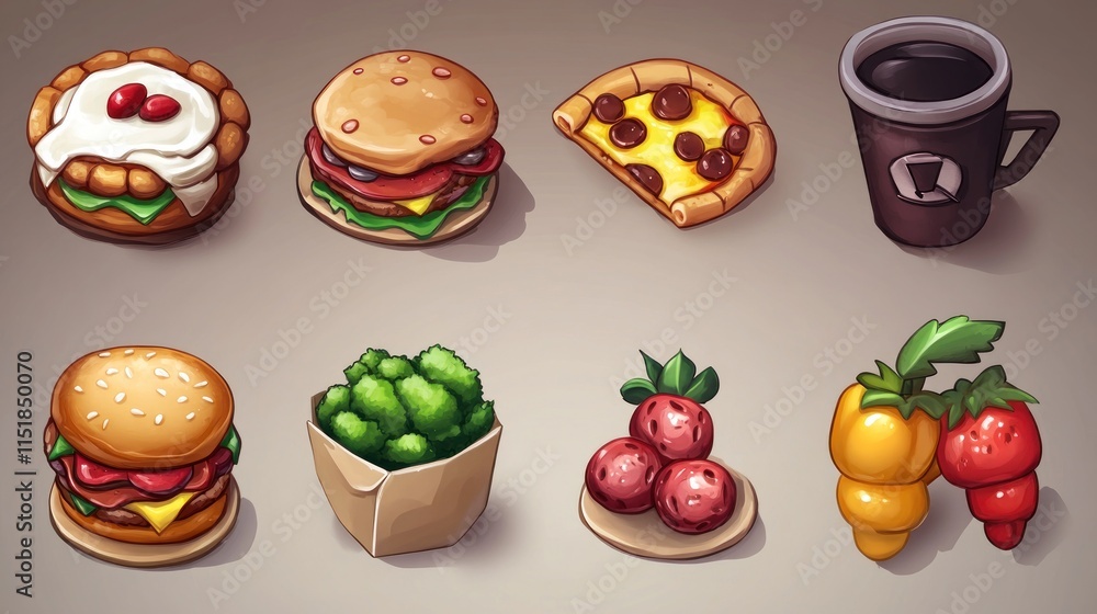 set of fruit and vegetables set of fruit and vegetables