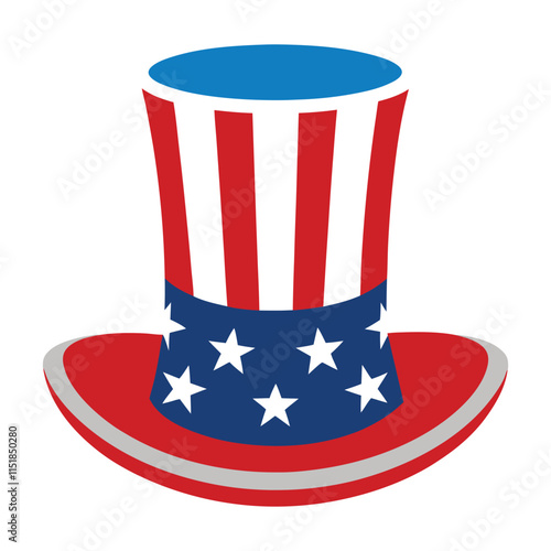 A hat with an American flag on white background