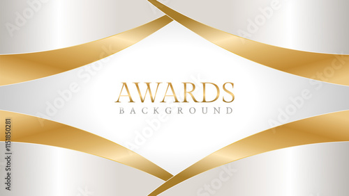 Awards background with gold and silver ribbons, perfect for ceremonies, certificates, presentations, and promotions. Modern and luxurious design exuding prestige and professionalism