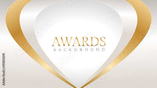 Awards background with gold and silver ribbons, perfect for ceremonies, certificates, presentations, and promotions. Modern and luxurious design exuding prestige and professionalism