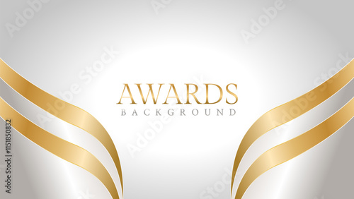 Awards background with gold and silver ribbons, perfect for ceremonies, certificates, presentations, and promotions. Modern and luxurious design exuding prestige and professionalism