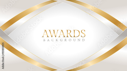 Awards background with gold and silver ribbons, perfect for ceremonies, certificates, presentations, and promotions. Modern and luxurious design exuding prestige and professionalism