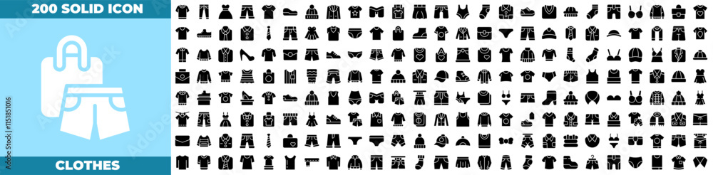 Clothes Solid Editable Icons set Clothes Solid Editable Icons set