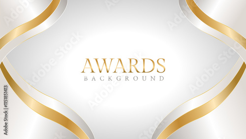 Awards background with gold and silver ribbons, perfect for ceremonies, certificates, presentations, and promotions. Modern and luxurious design exuding prestige and professionalism