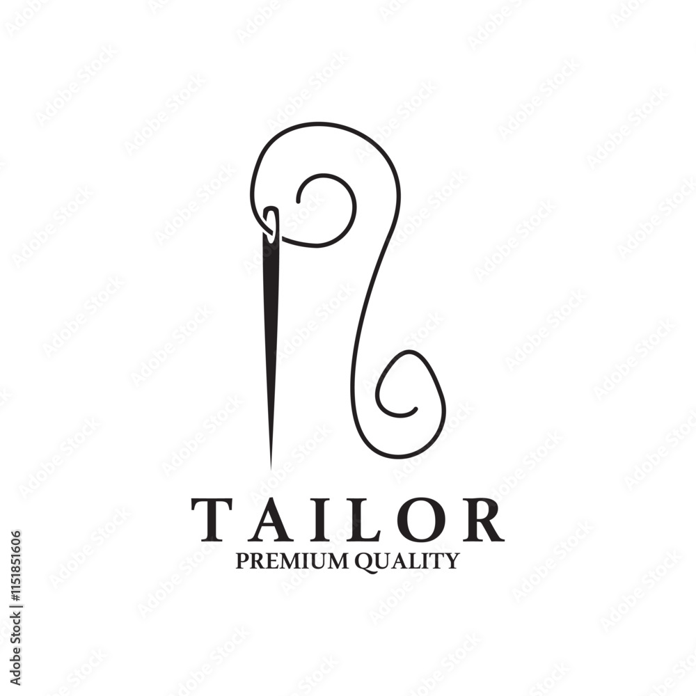 Fototapeta premium Tailor logo icon illustration template combination of buttons for clothes, thread and sewing machine, for clothing product design