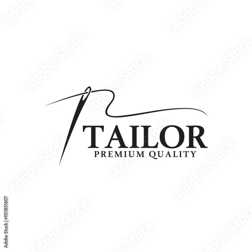 Tailor logo icon illustration template combination of buttons for clothes, thread and sewing machine, for clothing product design