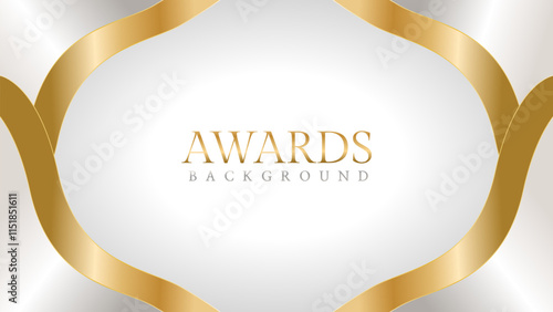 Awards background with gold and silver ribbons, perfect for ceremonies, certificates, presentations, and promotions. Modern and luxurious design exuding prestige and professionalism