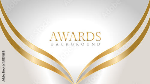 Awards background with gold and silver ribbons, perfect for ceremonies, certificates, presentations, and promotions. Modern and luxurious design exuding prestige and professionalism