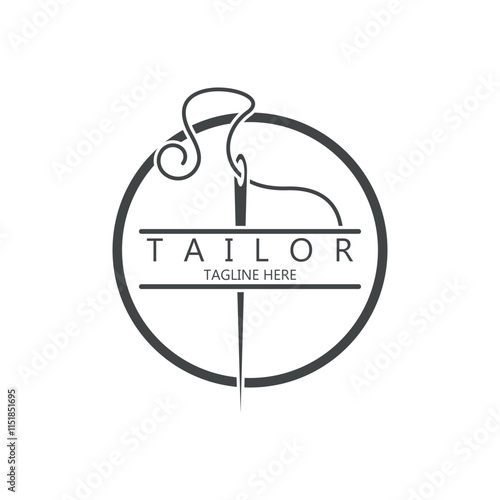 Tailor logo icon illustration template combination of buttons for clothes, thread and sewing machine, for clothing product design