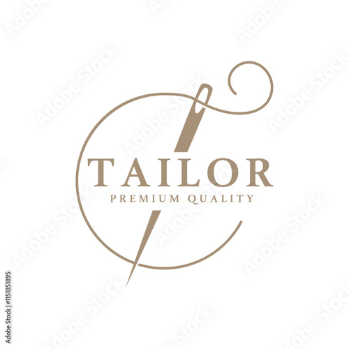 Tailor logo icon illustration template combination of buttons for clothes, thread and sewing machine, for clothing product design