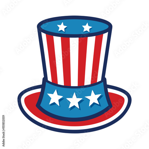 A hat with an American flag on white background