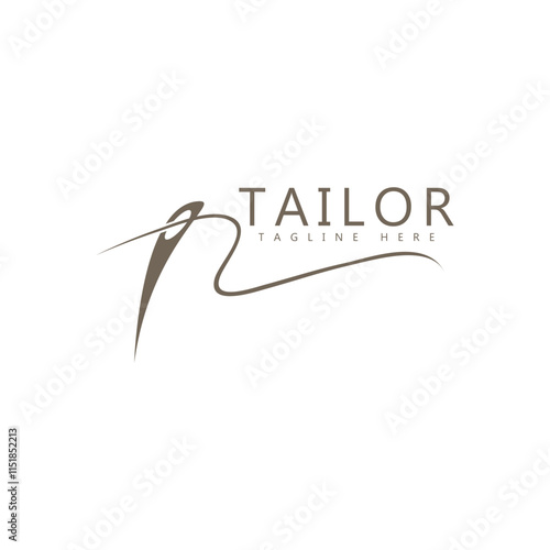 Tailor logo icon illustration template combination of buttons for clothes, thread and sewing machine, for clothing product design