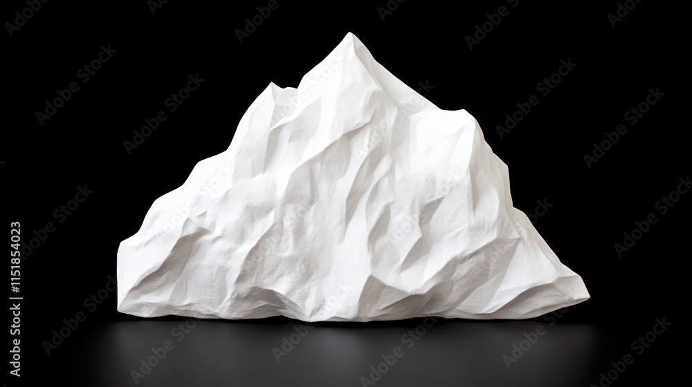 Obraz premium A stylized white mountain sculpture against a black background, showcasing its textured surface and sharp peaks.