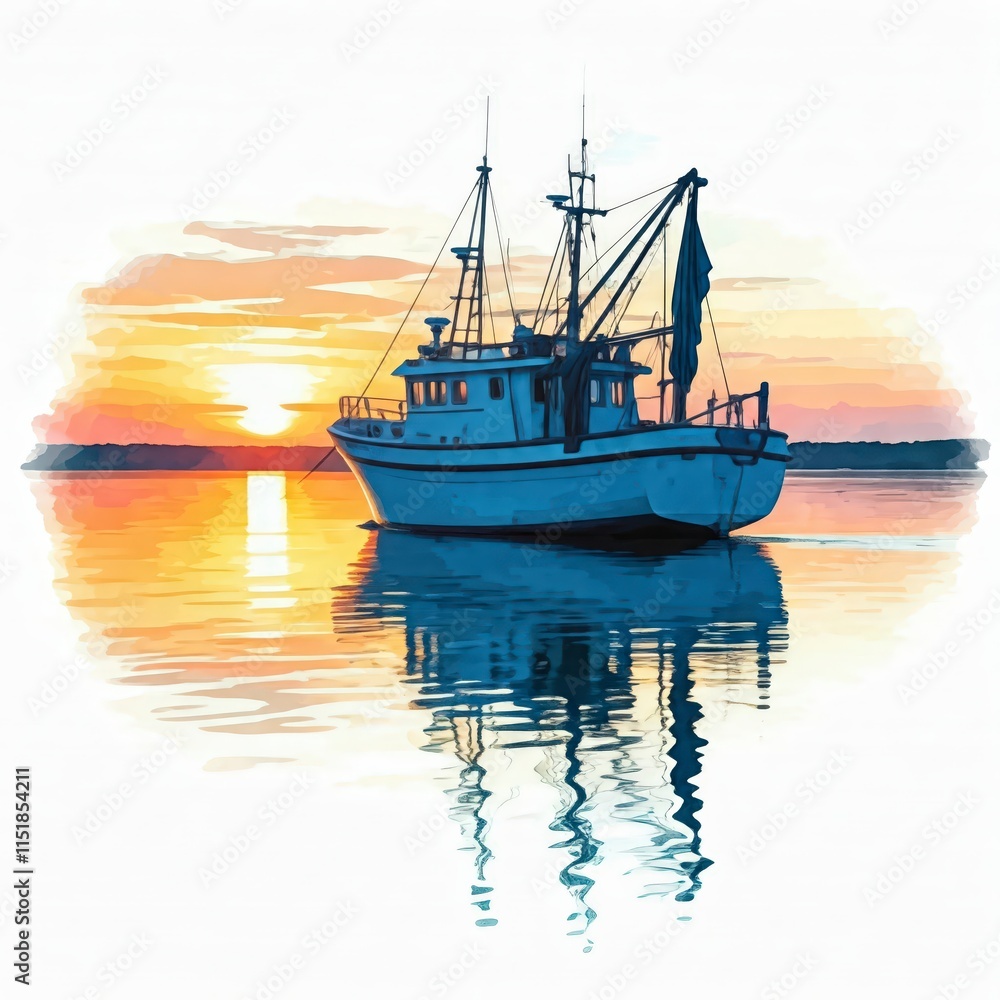 Naklejka premium boat at sunset