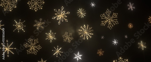 Falling snow at night. Bokeh lights