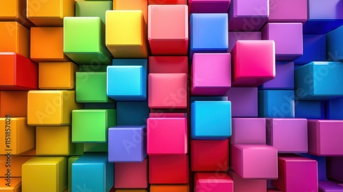 Vibrant Rainbow Cube Abstract