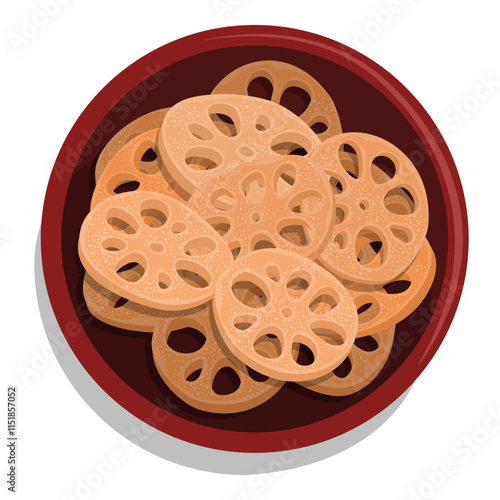 Candied lotus roots in a bowl