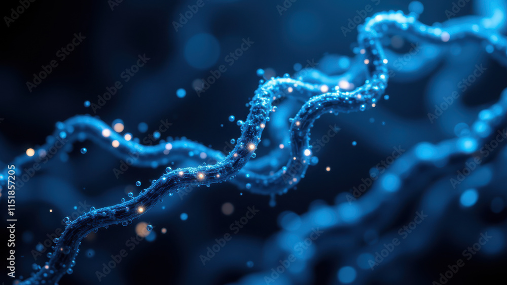 Obraz premium Illustration of Semaglutide molecule with blue glow.