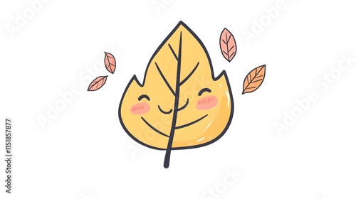 Happy Autumn Leaf Smiling Among Falling Leaves photo