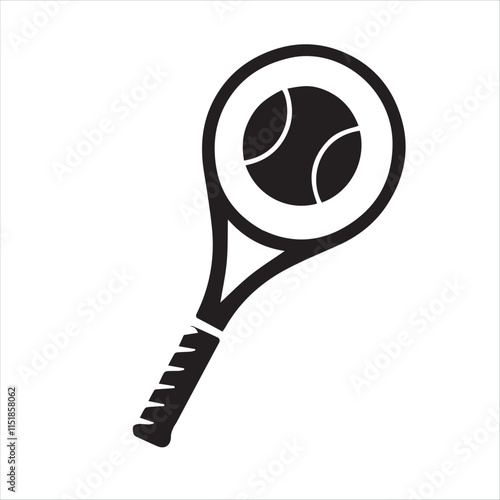 Minimalist Tennis Racket Illustration with Ball Sport, Recreation, and Healthy Lifestyle Icon 
