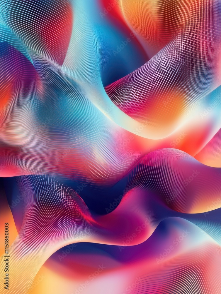Obraz premium Colorful abstract wave patterns create a vibrant and dynamic digital background for creative projects